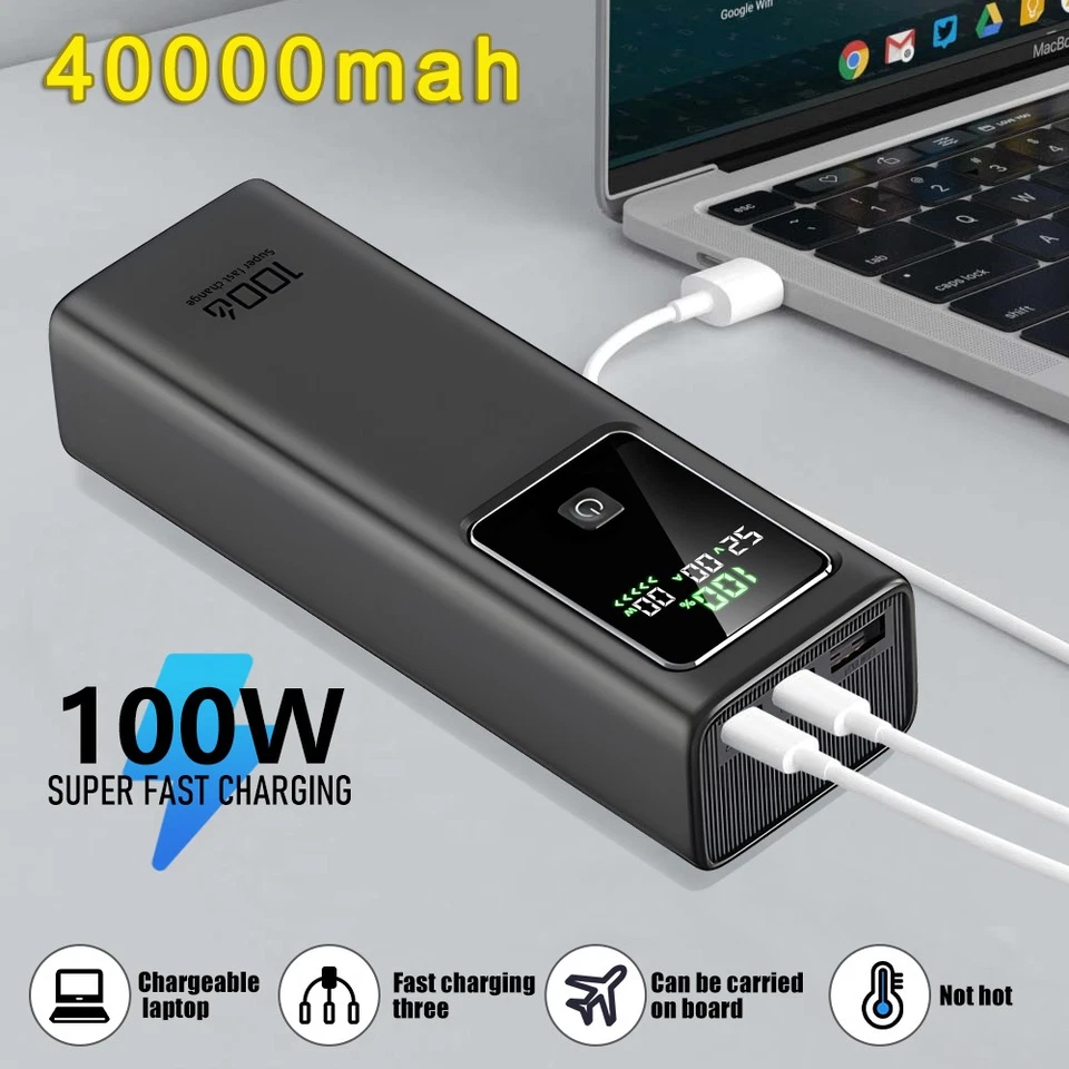Banco de alimentación portátil 40000 mAh cargador portátil 100 W USB carga rápida para teléfono celular Foto 2 de 4