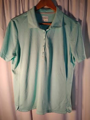IZOD Women Mint Green Golf Polo Shirt Short Sleeve Size L Advantage Performance