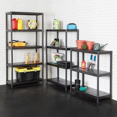 Schwerlastregal 3 4 5 Ebenen - Kunststoff Lagerregal Garage Allzweck schwarz