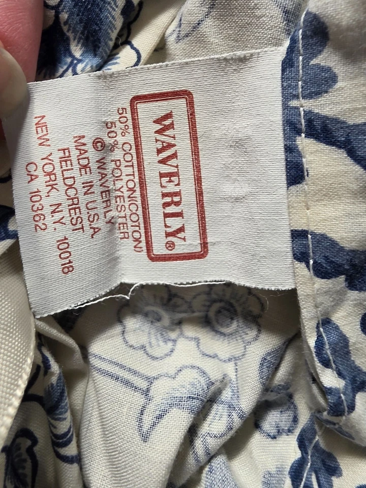 Funda nórdica reversible de algodón azul y blanco floral Waverly Fieldcrest King Foto 4 de 4