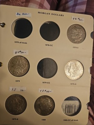 Morgan Silver Dollar Album 1878-1891 Partial Collection 20 Silver Dollars Better