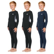 3 Sets Kid's Soft Thermal Fleece Base Layer Long Johns Top Bottom Winter Warm