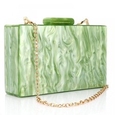 Marbling Green Acrylic Evening Bag Lady Clutch Purse Elegant Party Box Clutch...