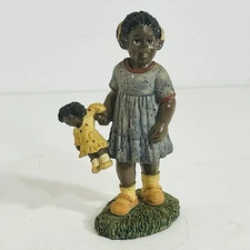 Young's Inc Monroe Mich African American Girl With Doll Figurine - Vintage
