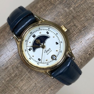 Vintage Timex Women 364TCELL Dress Moon Phase Sun Moon Quartz 23mm Watch 6 1/4''
