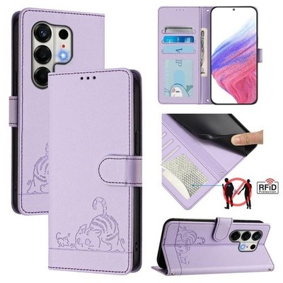 RFID-blocking case with lanyard and embossed cat/rat design for Tecno Camon...