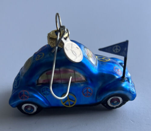 DEPT 56 Christmas Ornament Mercury Glass Blue VW Bug Beetle Car MINT Condition - Picture 1 of 9