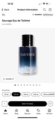 Dior Sauvage NLA132624 Men's Eau de Toilette Spray - 2oz