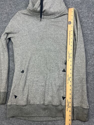 Volcom Tower Pullover Sweatshirt Women's S Gray Long Crossover Neck Thumbholes - Picture 4 of 7