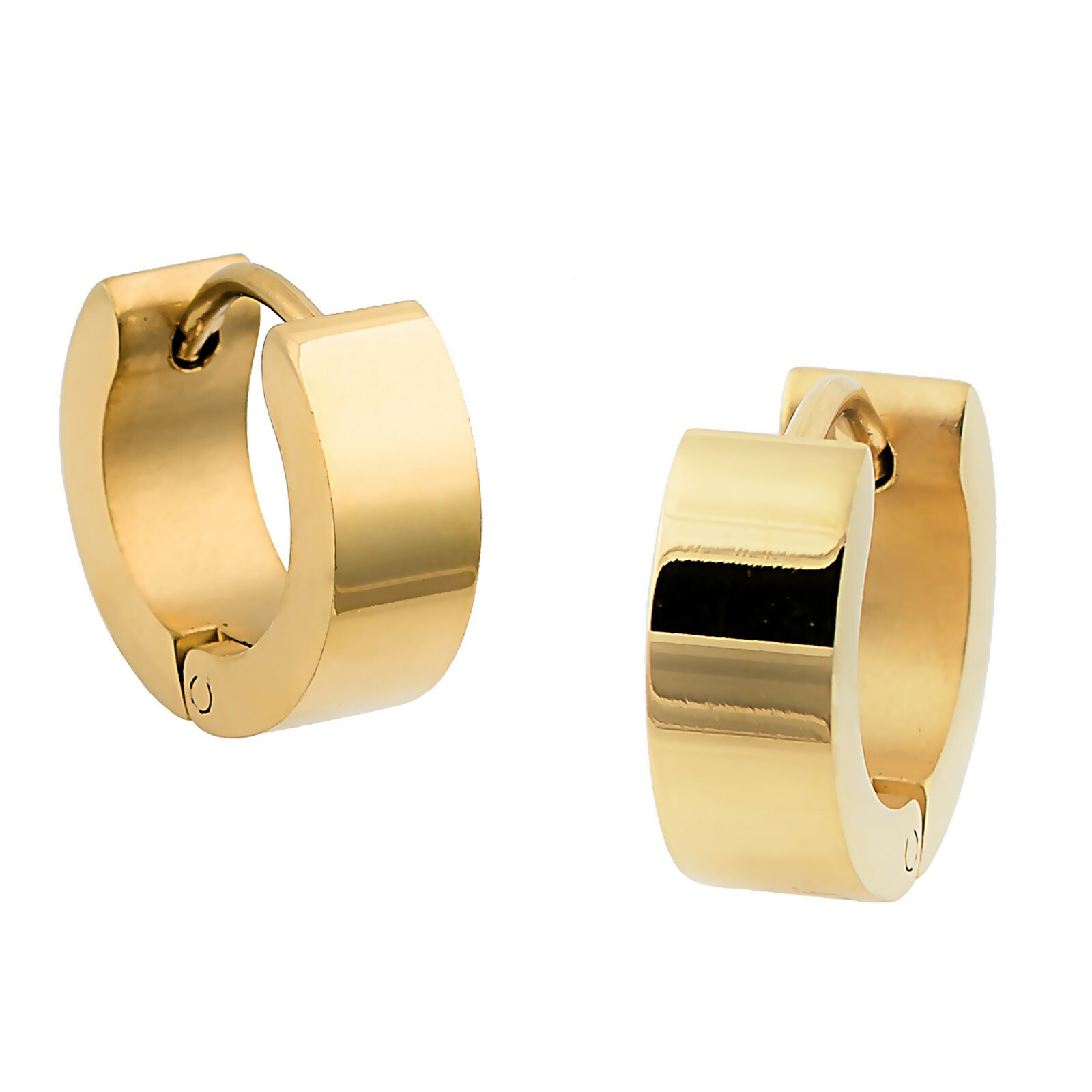 Unisex Yellow Gold Titanium Anodized 316L Surgical Steel Huggies Earrings