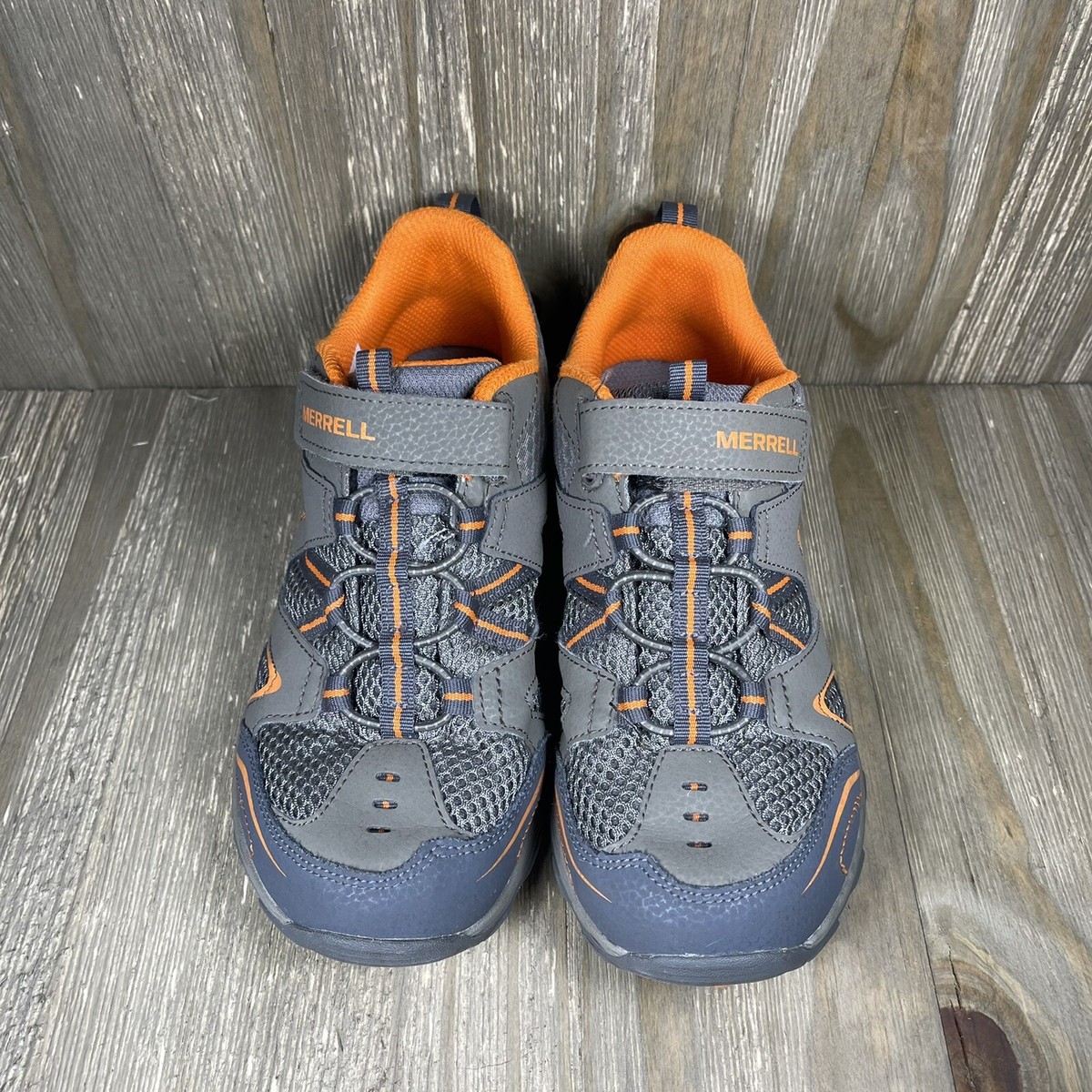 Merrell Trail Chaser Hiking Shoe Brown Grey Orange Leather  display picture 2