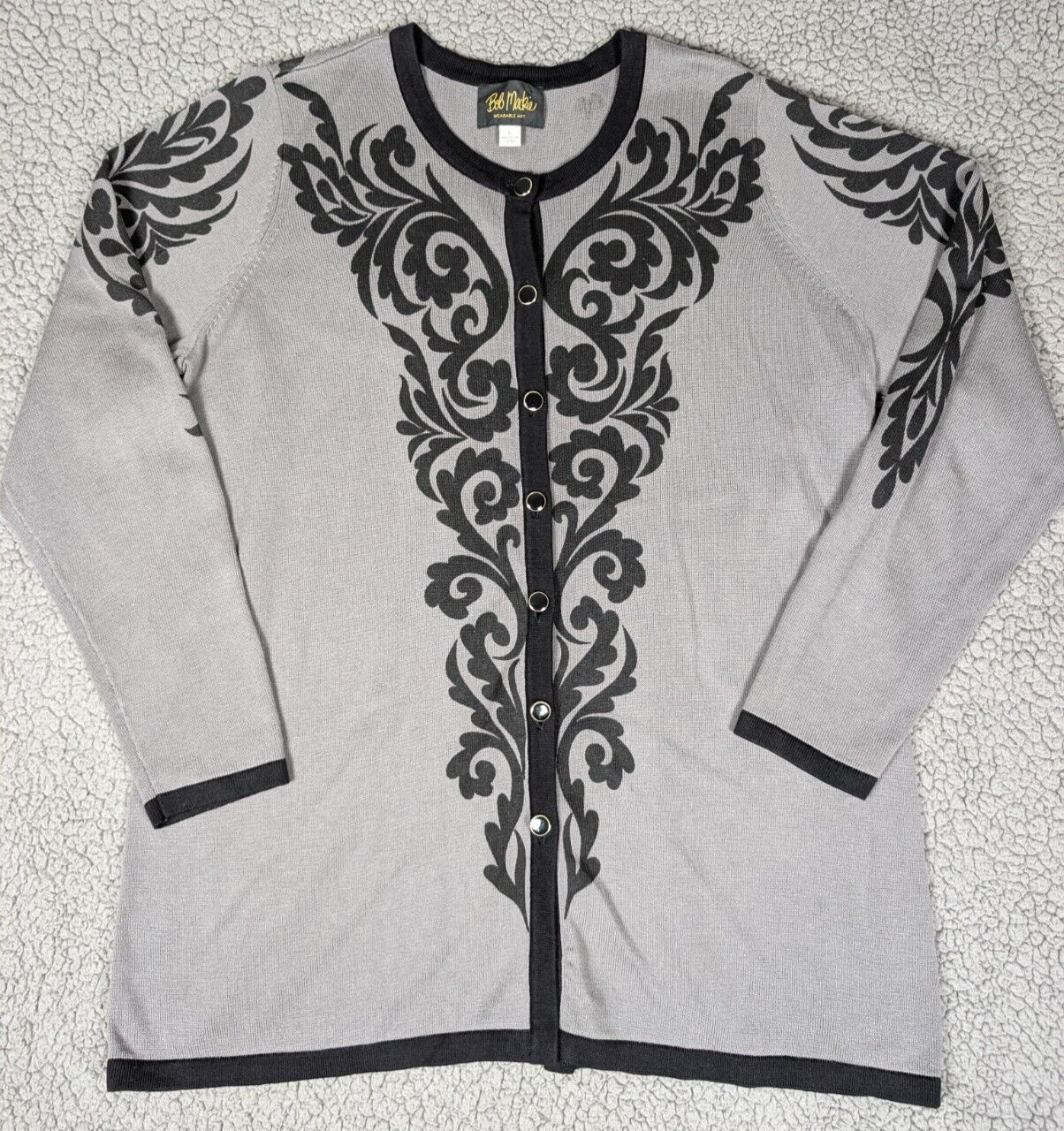 Bob Mackie Wearable Art Top Button Cardigan Women… - image 3