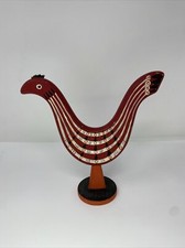 Wood Flat Rooster Chicken Modernist Painted Figurine Folkart Bird Scandinavia 9?