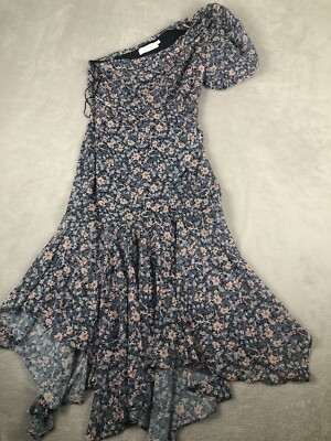 ASTR Dress Women S Small Floral Santorini Layered One Shoulder Asymmetrical  Midi | eBay