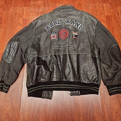 Vintage Karl Kani Varsity Jacket Large Wool Leather Rap Hip