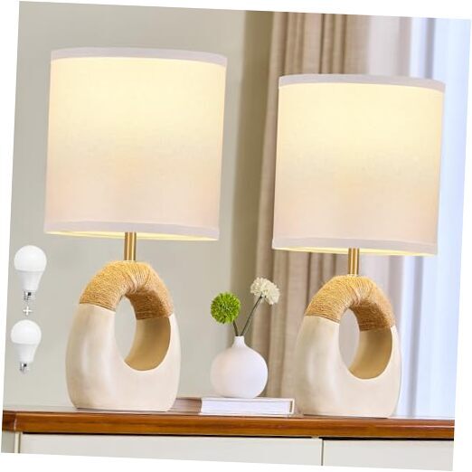 Table Lamp for Bedroom Set of 2 - Bedside Table Lamps with 3 Color Bohemian-image