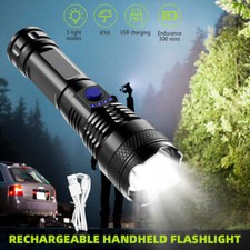1200000LM LED Flashlight Tactical Light Super Bright Torch USB Rechargeable Lamp