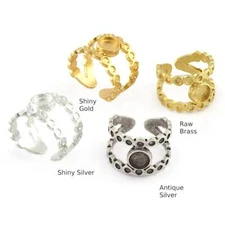 Band Ring,Bezel Setting Blank Raw Brass,Antique-Shiny silver,Shiny gold 5417