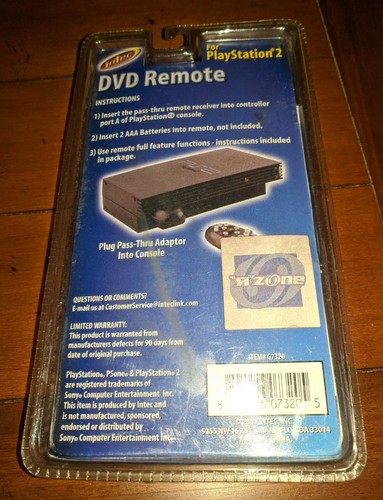 Intec PS2 DVD Remote Control G7320 SONY PlayStation 2 Brand New - Picture 2 of 2