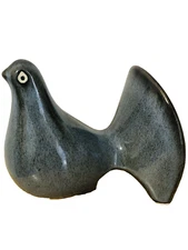 Studio Pottery Blue Slate Bird Tail Up Pigeon Unsure of Maker