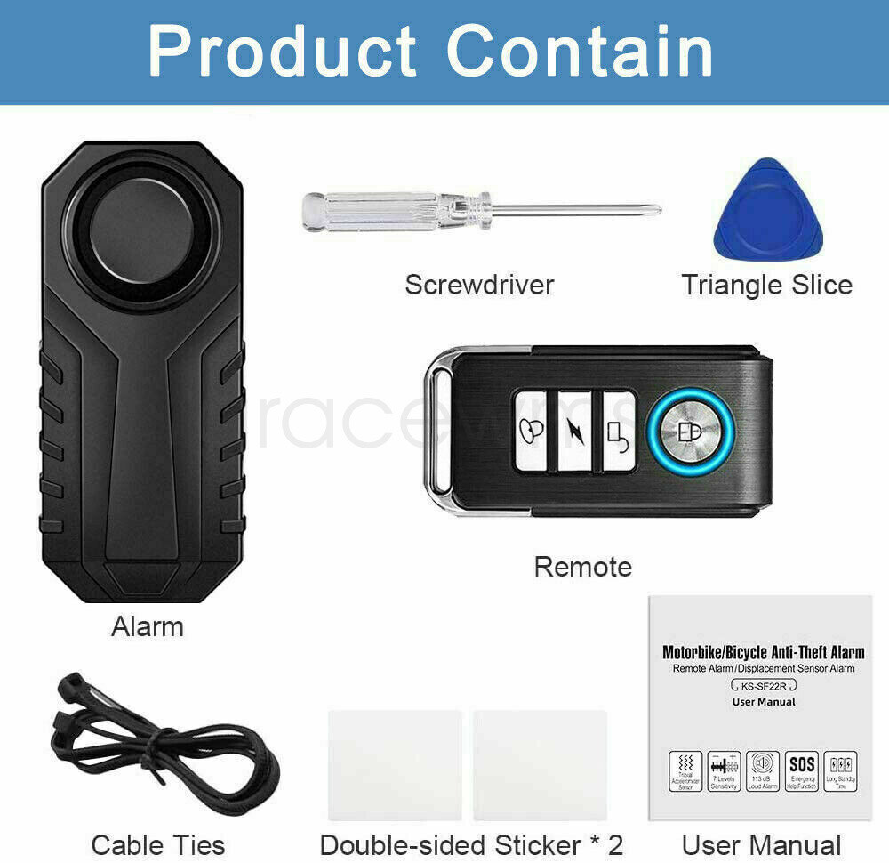 Bike Anti-theft Alarm Motorcycle Bicycle Anti-Theft Alarm - 113dB Wireless Vibration Sensor With Remote Motion Alarm