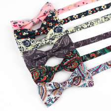 Men Cotton Paisley Pre-tied Bow Tie Wedding Party Tuxedo Shirt Flower Bowtie