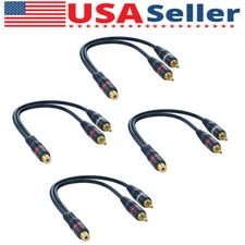 4-Pack 1 RCA Female to 2 RCA Male Audio cable Audio Y-Converter Splitter Adapter