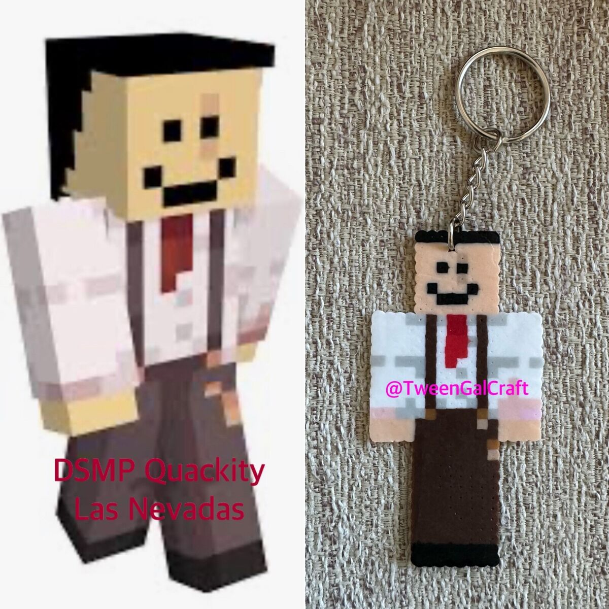 Quackity & Fundy Minecraft Skin Keychain/magnet Dream SMP 