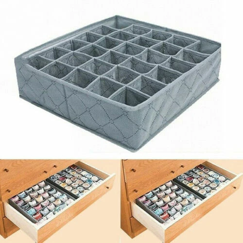 New 30 Cells Bamboo Charcoal Underwear Ties Sock Storage Drawer Organizer Box US - Image 3 of 4