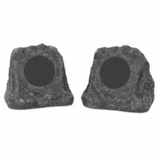 Innovative Technology Outdoor Rock Wireless Speaker Pair - CHARCOAL/GREY