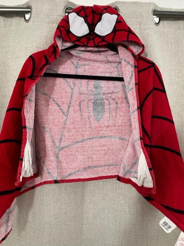 Marvel Spider-Man Hooded Bath Towel Wrap 100% Cotton Size 22" x 51" - Image 3 of 4