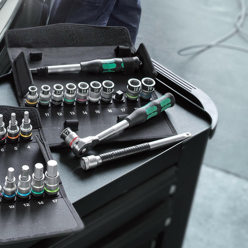 Wera 05004090001 8006 SC 1 Zyklop hybride ratelset, 1/2 inch aandrijving, metrisch, 13-delig, zwart, groen, stuk