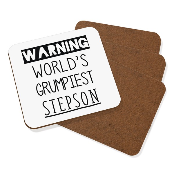 Warnung World's Grumpiest Stepson Untersetzer GeträNke Set Mit 4 Lustiger Witz-image