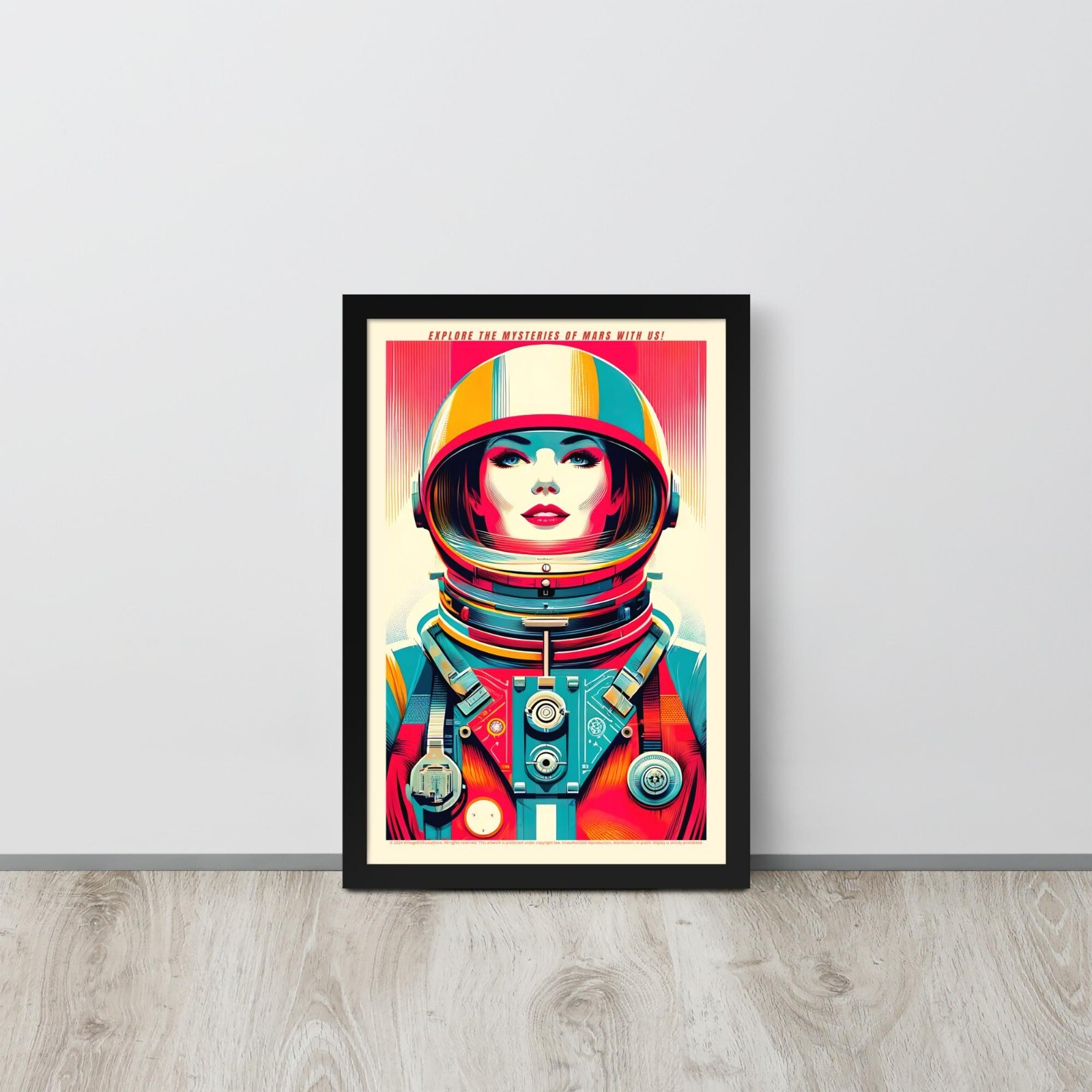Retro Space Art Poster - Vintage Martian Women Wall Decor