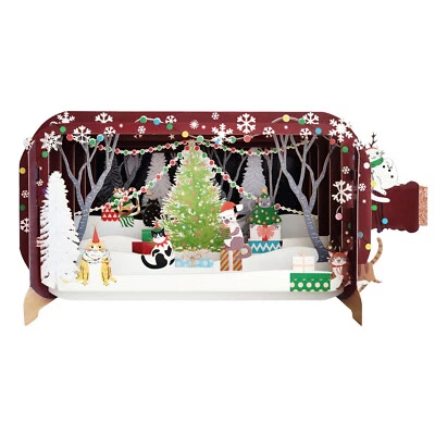 ALLJOY DESIGN Message In A Bottle Festive Xmas Cats Pop Up Christmas Greeting Card