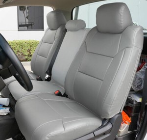 GREY S.LEATHER CUSTOM MADE FIT 2 FRONT SEAT COVERS for 2014-2021 TOYOTA