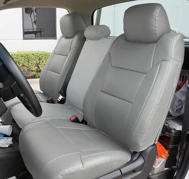 GREY S.LEATHER CUSTOM MADE FIT 2 FRONT SEAT COVERS for 2014-2021 TOYOTA