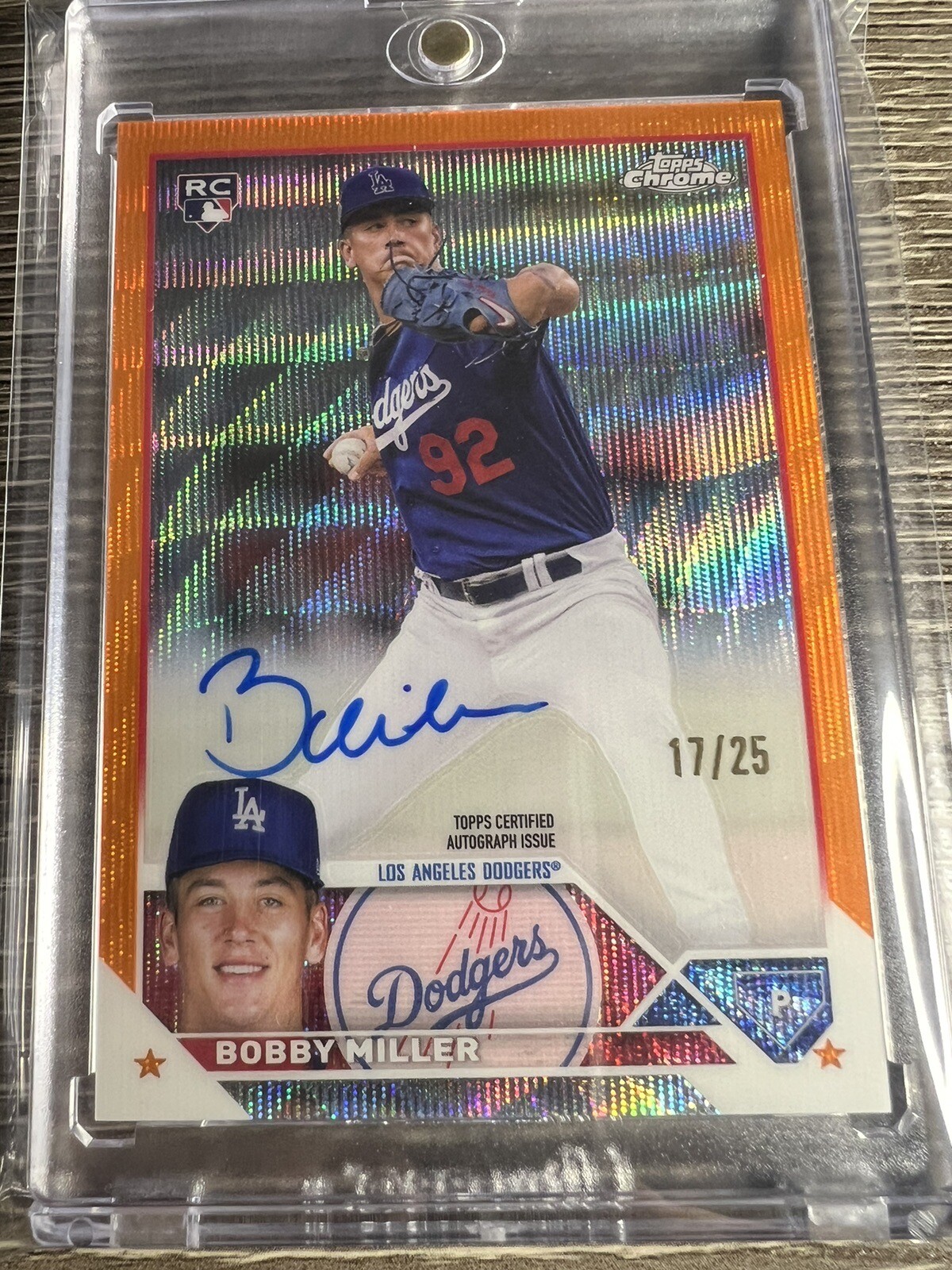 Bobby Miller 2023 Topps Chrome Update Orange Refractor Auto RC Dodgers #/25 🔥🔥