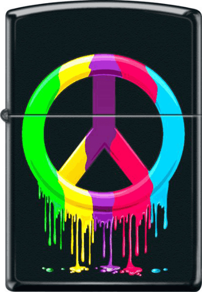 Dripping Peace Black Matte Zippo Lighter