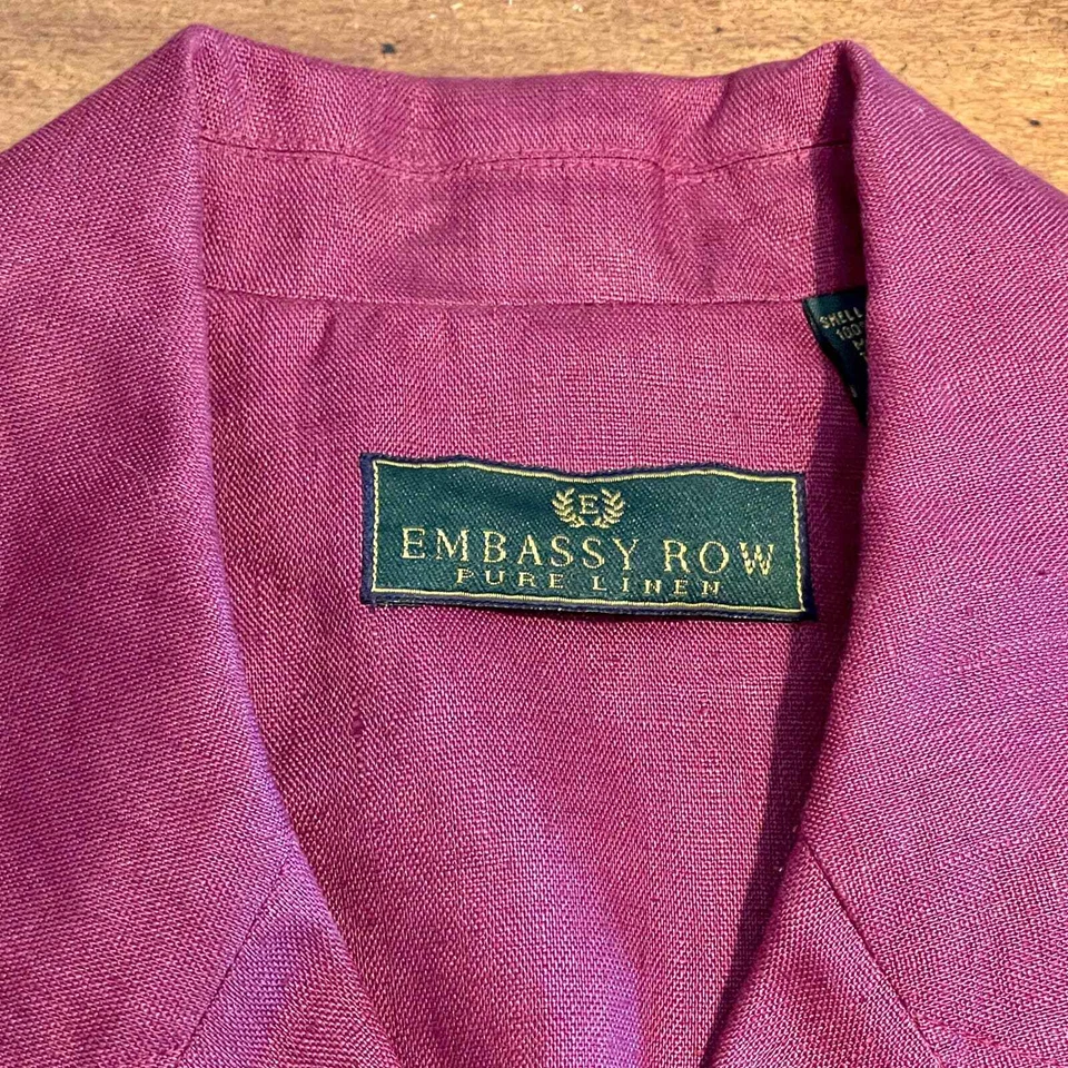 Embassy Row 100% Pure Linen Red Wine Blazer Size 12 S1142-01 - Image 4 of 4