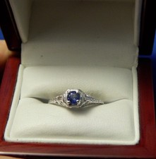 .41ct Round Sapphire Filigree Sterling Silver Ring Engagement Free Sizing