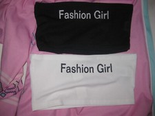 Shein tween girls 2pk Fashion Girl graphic ribbed bandeau bralettes black white