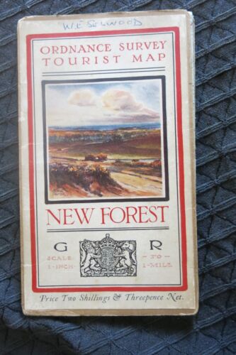 ORDNANCE SURVEY 1" TO 1 MILE TOURIST MAP OF THE NEW FOREST c1930 - Afbeelding 1 van 2