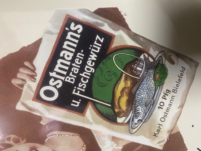 Ostmann´s Braten- und Fischgewürz Emailleschild Emailschild 24 x 16 cm