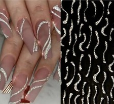1 Sheet 3D Nail Stickers Decals Stripe Line SILVER French Tip Transfer Nail Art