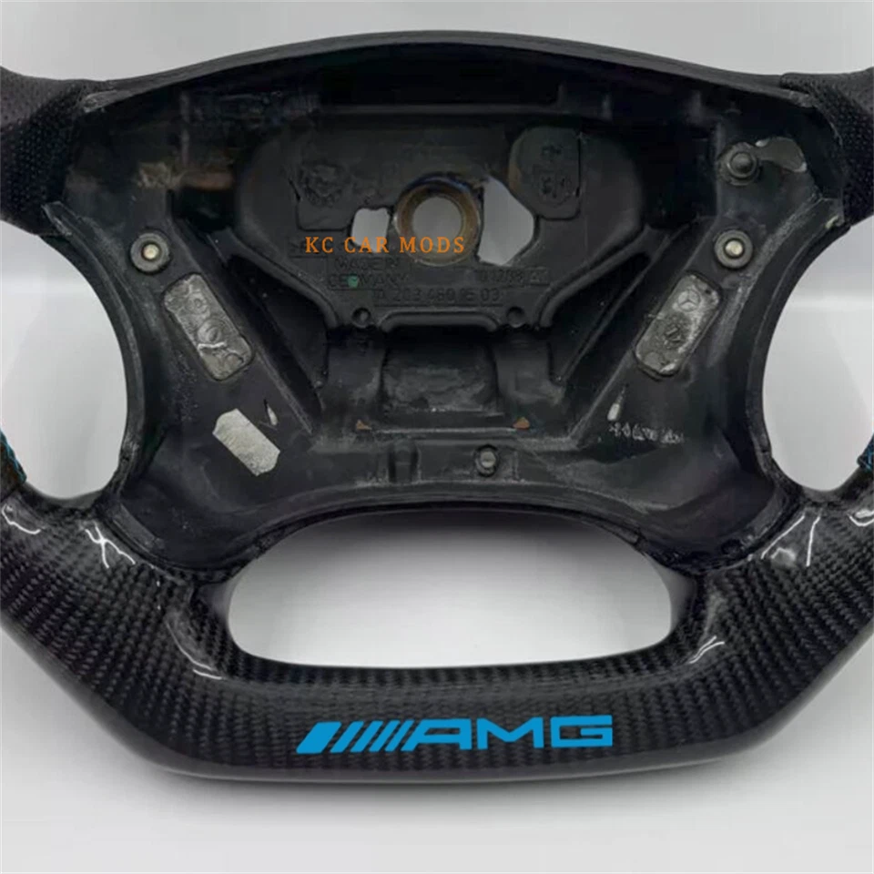 Volante de fibra de carbono puntada azul para Mercedes-Benz W203C32 AMG 2001-2006 Foto 3 de 4
