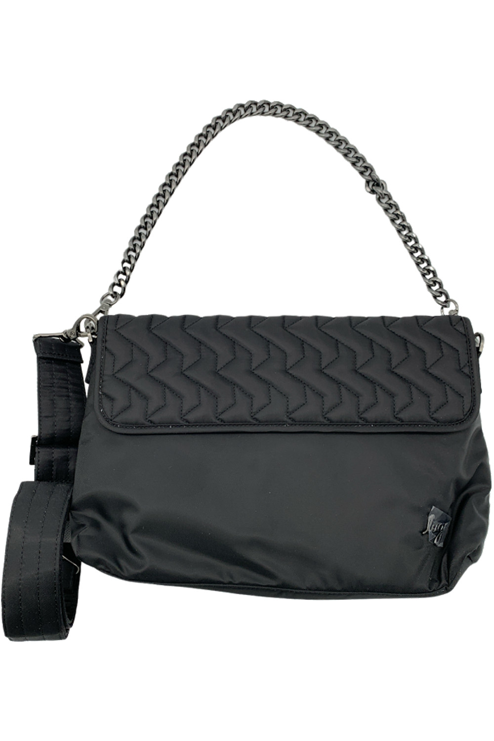 Стеганое стеганое платье через плечо с цепочкой и ремешком Soar Black