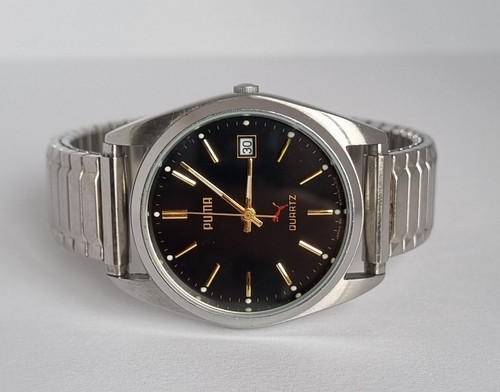 Genuine Vintage 1990's PUMA W47311X-71 Black Dial Men's Quartz Watch w Day