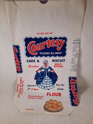 Vintage  courtesy cake & biscuits floor 25 lbs  empty bag (famous dave's )