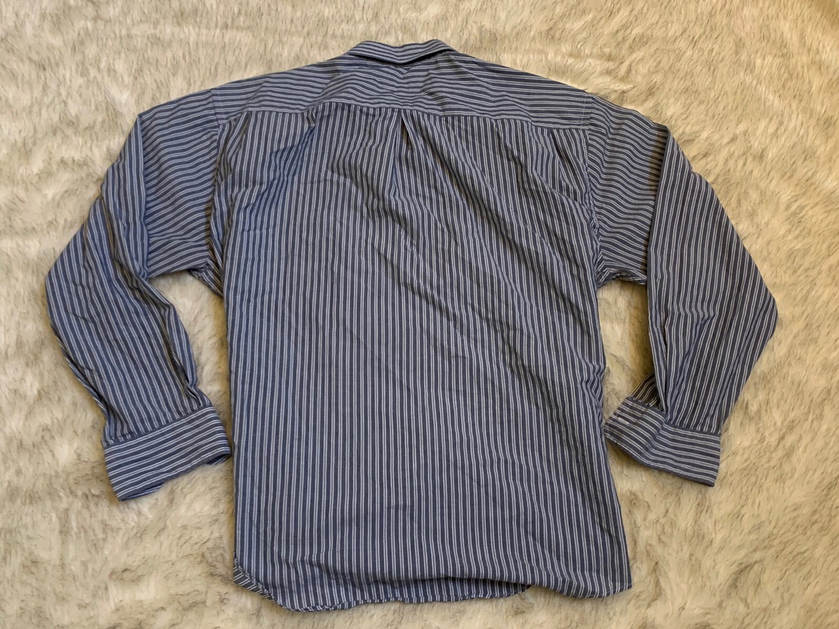 Men's Yves Saint Laurent YSL Blue/White Pinstripe Button Long